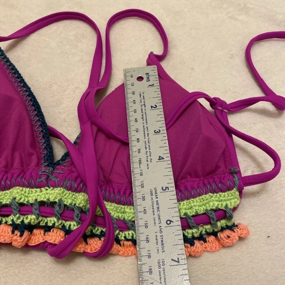 Xhilaration Fuchsia Crochet Trim Bikini Top